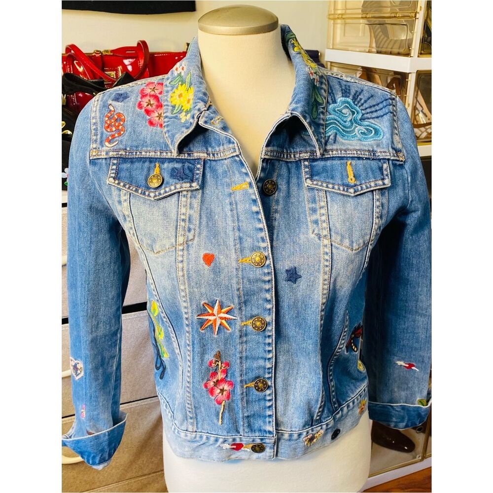 Gucci California Embroidered GG Denim Jacket Size Small - Picture 14 of 17